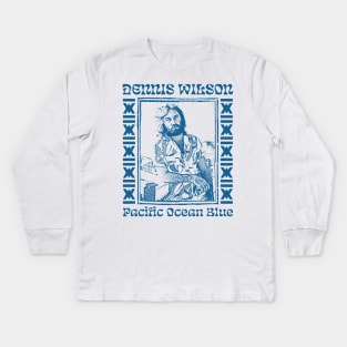 Pacific Ocean Blue / Original Vintage Style Design Kids Long Sleeve T-Shirt